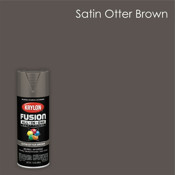 Krylon Fusion AllInOne Spray Paint, Satin, Otter Brown, 12 oz