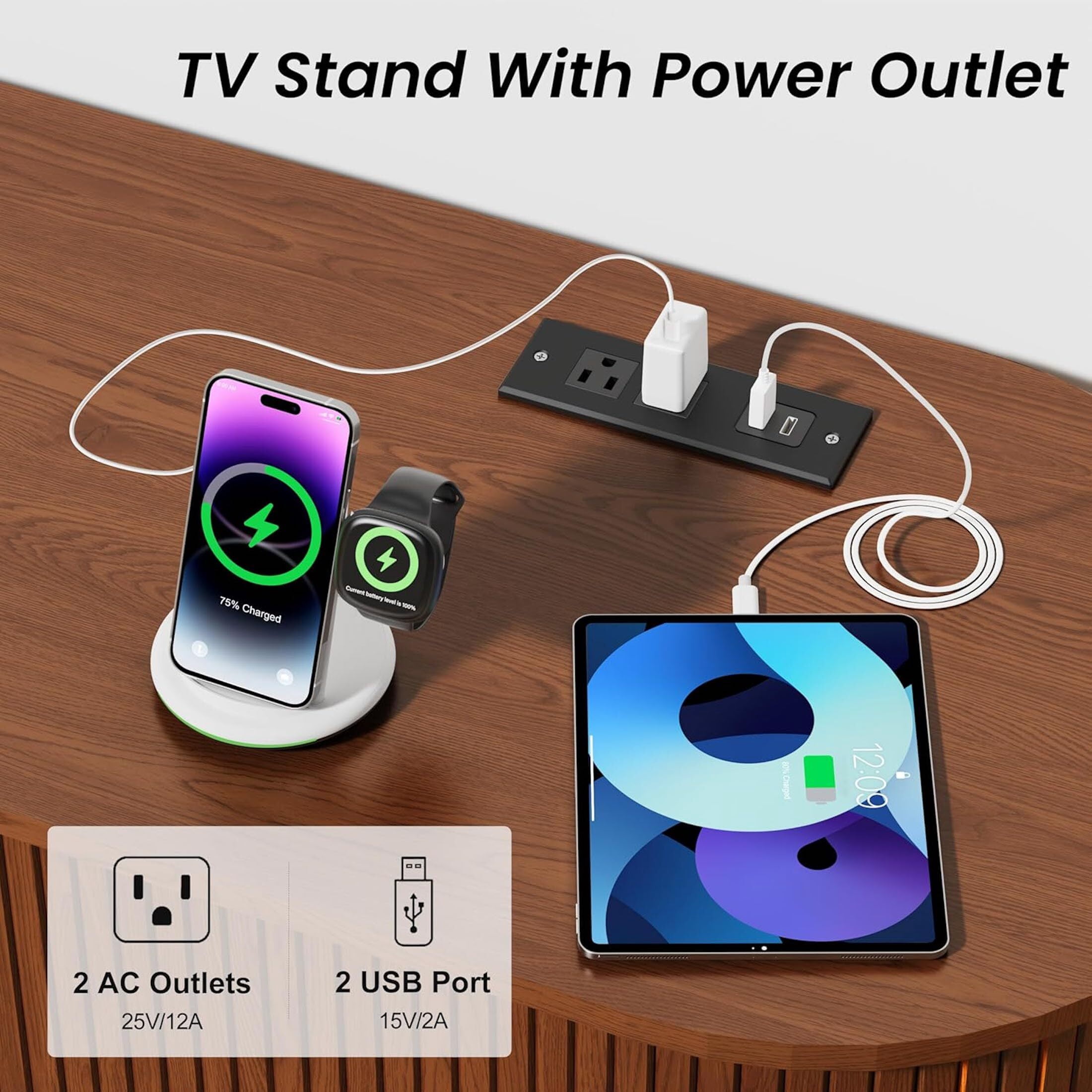 AISWORD 55 Inch TV Stand with Power Outlet for TVs up to 60 Inch, Entertainment Center with Storage and Adjustable Shelves, Media Console with Sliding Doors for Living Room, Walnut