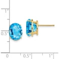 thumbnail image 3 of 14K Yellow Gold 10X8mm Oval Blue Topaz Earrings (11 X 8) Made In India xe90bt, 3 of 5