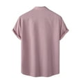 thumbnail image 4 of Mens Shirts Gifts for Men Men's Spring Summer Casual Linen Solid Color Short Sleeve Shirt Loose Turn-down Collar Shirt Pink Linen L, 4 of 4