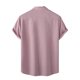 thumbnail image 4 of Men's Spring Summer Casual Linen Solid Color Short Sleeve Shirt Loose Turn-down Collar ShirtM, 4 of 4