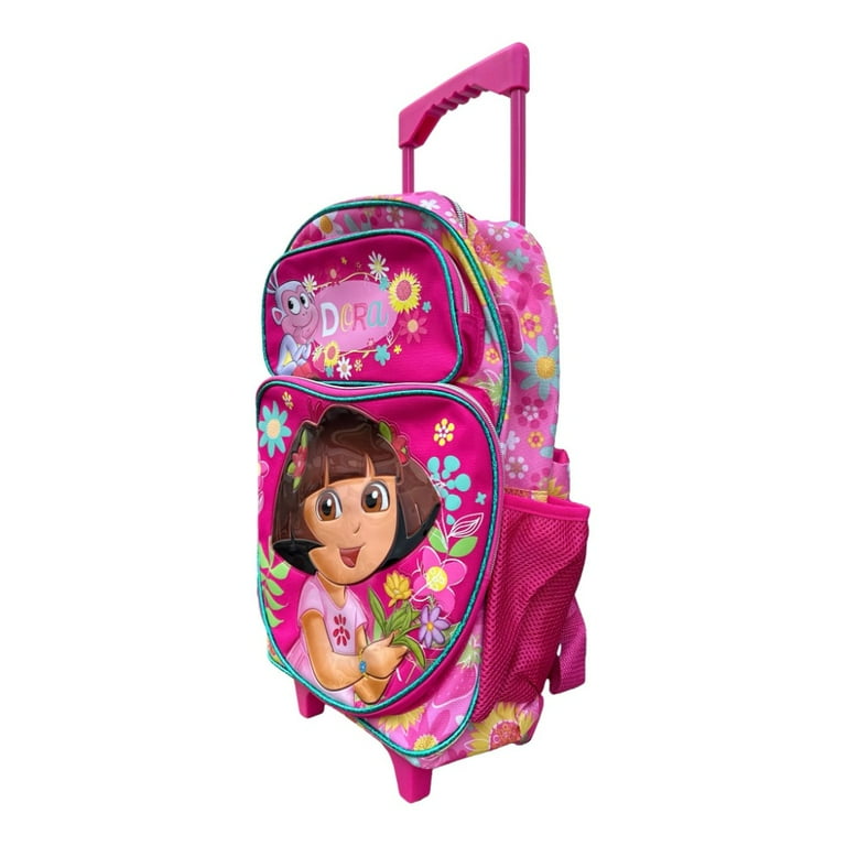 Free Shipping Full Size Pink Dora the Explorer Flowers Rolling Backpack Walmart