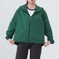 thumbnail image 2 of Women's Lightweight Hooded Jacket Long Sleeve Zip Up Breathable Solid Color Outerwear with Pockets Army Green XXL, 2 of 8