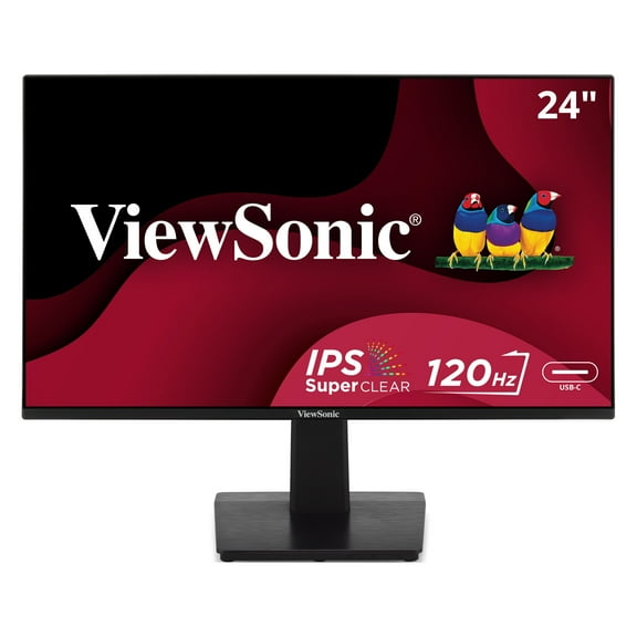 Pre-Owned Viewsonic VA2448-MHU 24 Inch Full HD 1080p IPS Monitor with 120Hz, Variable Refresh Rate, Eye Care, HDMI, VGA, and USB C Inputs for Home and Office
