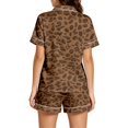 thumbnail image 4 of MEZZALL Women Leopard Print Pajama Sets Lapel Short Sleeve Button Down Tops with Shorts For Fall Holiday Wear 2 Piece Sleepwear, 4 of 6