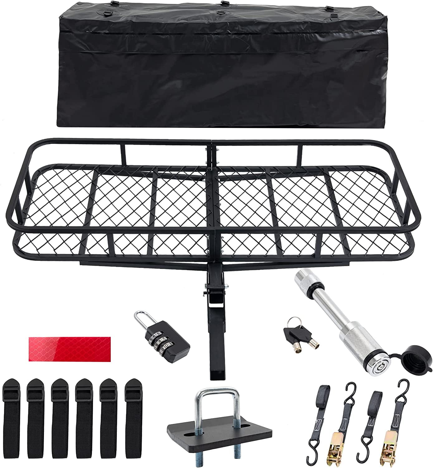 60x24x6Inch Folding Cargo Rack Carrier Hitch Mount Cargo Carrier