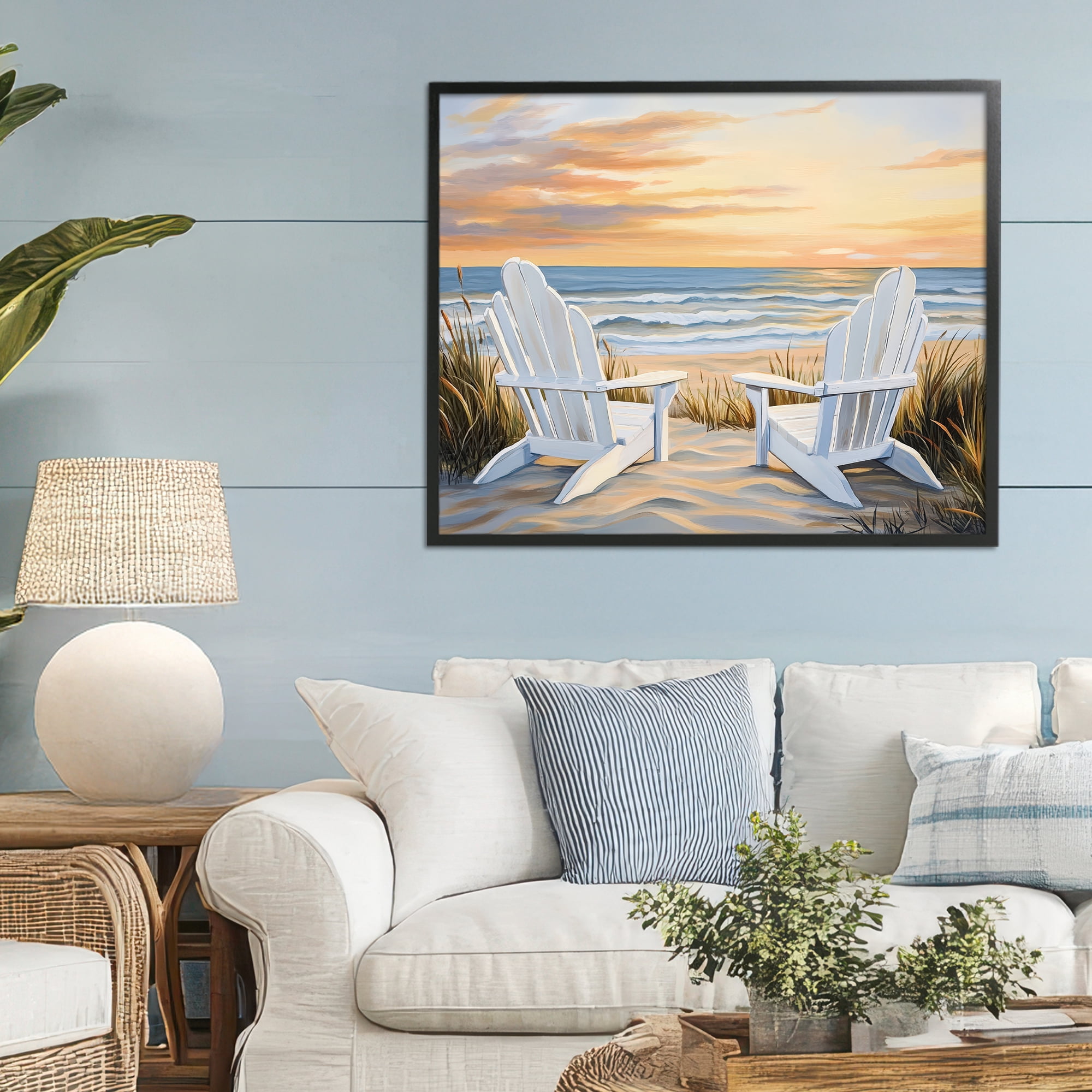 Stupell Industries Wave Watching Spot at Sunset Black Framed Giclee Art, design by Petal Prints Design