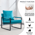 thumbnail image 4 of PU Leather Accent Arm Chair Mid Century Modern Upholstered Armchair with Metal Frame Extra-Thick Padded Backrest and Seat Cushion Sofa Chairs for Living Room ( Cyan PU Leather + Metal + Foam ) SF-008, 4 of 8