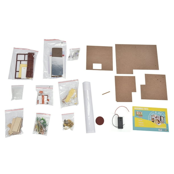 Modelo de casa de muecas, juguete de ensamblaje de casa de muecas artesanal de madera Modelos de ensamblaje de estilo simple Juguete de regalo Casa de muecas en miniatura para amigos para salaToys Fyydes Descripción de la referencia