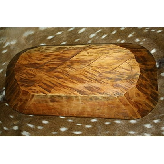 OutletBestSelling Carved Wooden Dough Bowl Primitive Wood Trencher Tray Rustic Home Decor 22 inch