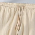 thumbnail image 5 of Axiiglly Cotton Linen Pants Men Drawstring Elastic Waist Casual Breathable Beach Vacation Pants with Pockets, S-2XL, 5 of 7
