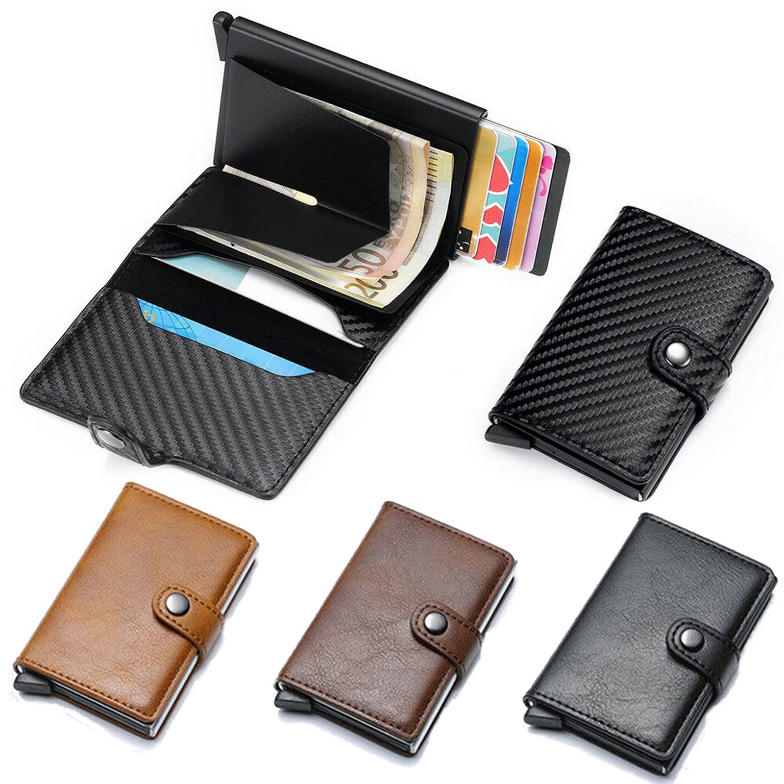 Holds 2-4 Cards Details about   Leather Card Holder Folded Note Storage Super Slim Design 