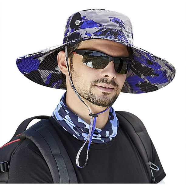 Women Wide Brim Bucket Hat Sun Protection Men Camouflage Outdoor Sun Visor  Caps 
