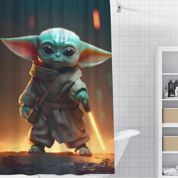 Yoda Baby-theme Bathroom Shower Curtain Home Decor,Bath Curtains Durable Waterproof Bath Curtain , Adluts Girls Boys Bathroom Decor House Gifts 52x71inch(130cmX180cm)