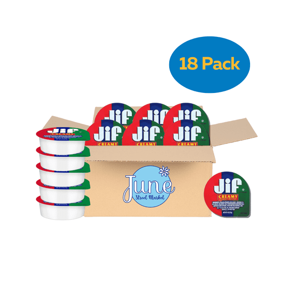 Jif Creamy Peanut Butter Single Serve Cups, Snack Size (Pack of 18) Portion Control, Portable Cup