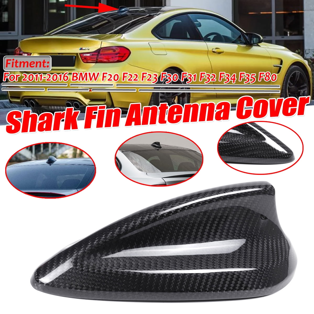 Carbon Fiber Black Shark Fin Antenna Cover For BMW 1 2 3 4 Series F20 ...