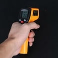 thumbnail image 3 of Termómetro infrarrojo digital sin contacto, pistola de temperatura industrial con láser y luz de fondo, de -50 a 380 °C, no apto para humanos, batería no incluida, color naranja, 3 of 5