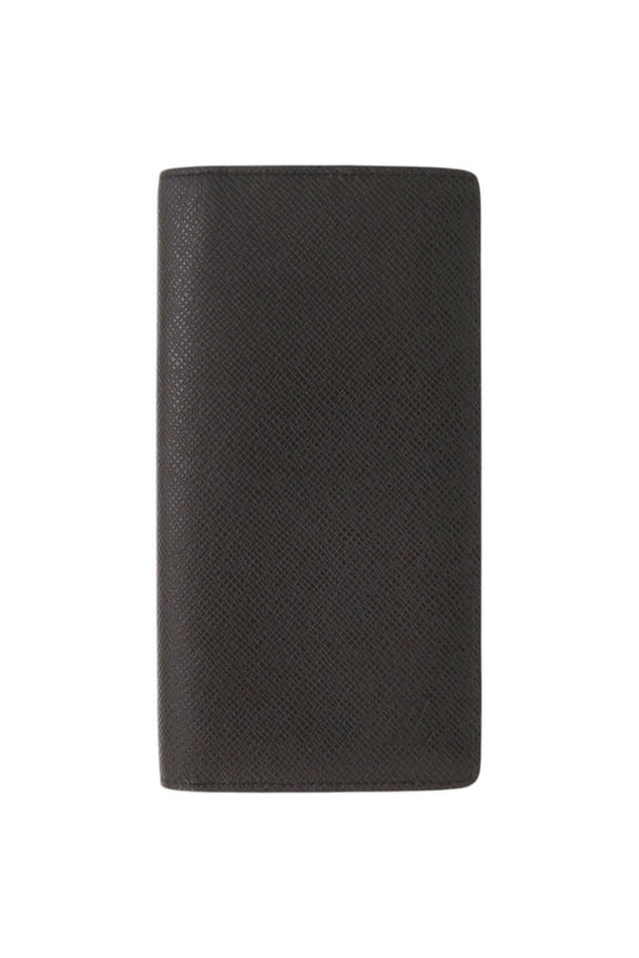 Pre-Owned Louis Vuitton Portefeuille Brazza Taiga M30501 Black Long Wallet...