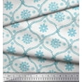 thumbnail image 2 of Soimoi Blue Cotton Voile Fabric Ogee Damask & Floral Block Print Fabric by the Yard 42 Inch Wide, 2 of 3