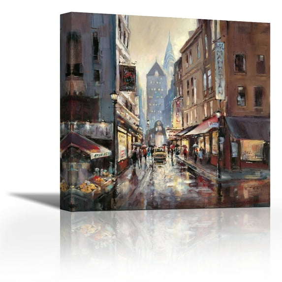 Off Broadway - Contemporary Fine Art Giclee on Canvas Gallery Wrap - wall décor - Art painting - 27 x 27 Inch - Ready to Hang