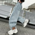 thumbnail image 6 of Pants for Girls Stretchy Waist Denim Loose Fit Casual Long Jeans Trousers, 6 of 6