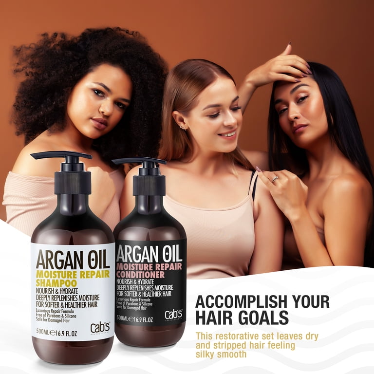Cab's Moroccan Argan Oil Shampoo and Conditioner Set, Moisture