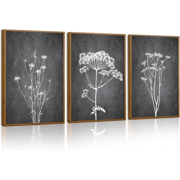 Hieng Vintage Landscape Framed Canvas Wall Art Set of 3, French Country Art Prints, Nature Green Trees and Lake Art Paintings, Rustic Aesthetic Wall Decor for Living Room Bedroom Office 16"x24"x3