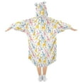 thumbnail image 2 of Dailycode Wearable Blanket Hoodie Oversized Sherpa Flannel Blankets with Pocket for 3-14 Year Old Cartoon Colorful Giraffes and Flowers, 2 of 7