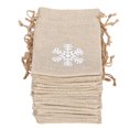 thumbnail image 3 of Bolsa con cordón de 25 uds., bolsa de regalo con patrón de nieve de lino, artesanía DIY para fiesta de boda y Navidad, 3 of 5