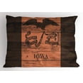 thumbnail image 1 of Iowa State Pillow Sham, Iowa State Flag Branded onto Wood Planks Rustic American Illustration, Decorative Standard Size Printed Pillowcase, 26 X 20 Inches, Pale Brown Dark Brown, by Ambesonne, 1 of 2