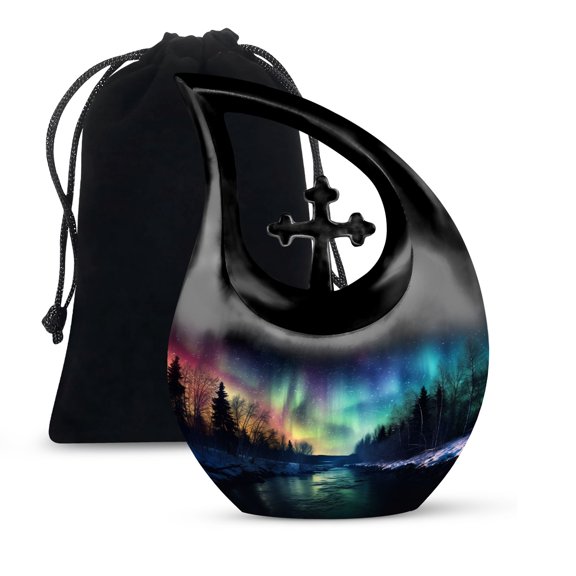 JAGSHASHI Sky Glows Funeral Urns For Human Ashes Adult - Human Cremation Urn - Urn For Adult Male - Adult Urns For Human Ashes Women - 10 Inch With Velvet Bag - Large Urns - Human Urns