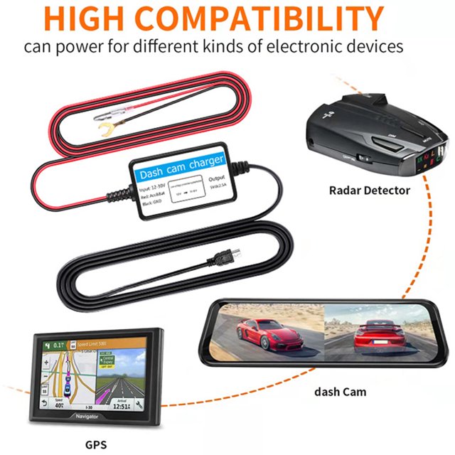 Kit de cableado DVR para coche, Kit de Cable duro DVR con espejo de 12-30V, Monitor de estacionamiento