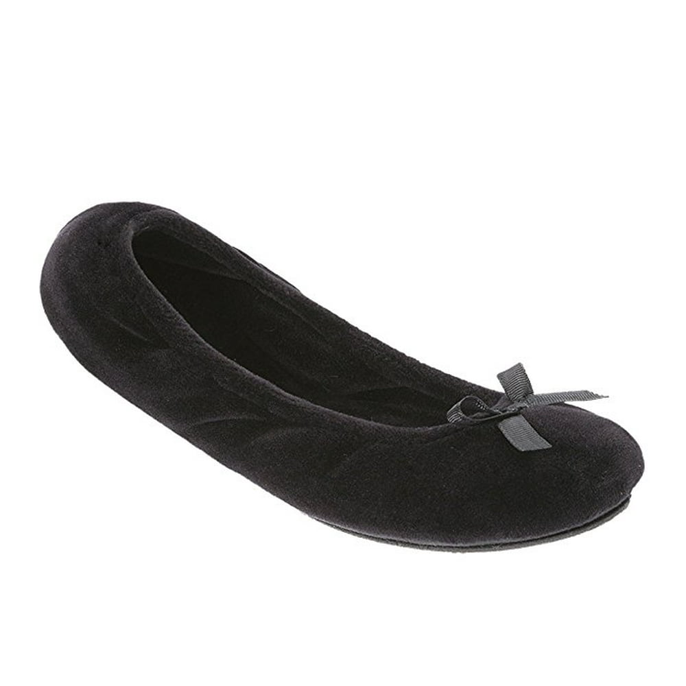 Dearfoams - Dearfoams Plush Velour Stretch Ballerina Slippers (Medium ...