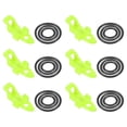thumbnail image 1 of Soporte para anzuelo de pesca de plástico Uxcell con 3 tamaños de anillos de goma, verde, paquete de 6, 1 of 6
