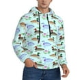 thumbnail image 2 of Wukai Mallard Duck Of Lotus Flowers Print Men Hoodies Fleece Sweatshirts Long Sleeve Sweaters Pullover Fall Outfits Winter Clothes-Large, 2 of 7
