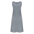 thumbnail image 4 of QGJZVUNL Sleeveless Crewneck Dresses for Women Casual Summer Outfits Cotton Linen Midi Dress with Pockets Size M, 4 of 5