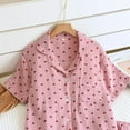 thumbnail image 5 of DuoJiaJ Women Crepe Summer Thin Soft Seersucker Lapel Short Sleeved Shorts Loving Home Wear Pajamas Set Women's Pajamas Sets Pink, 5 of 5