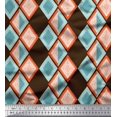 thumbnail image 1 of Soimoi Brown Silk Fabric Stripe & Diamond Geometric Print Fabric by Yard 42 Inch Wide, 1 of 3