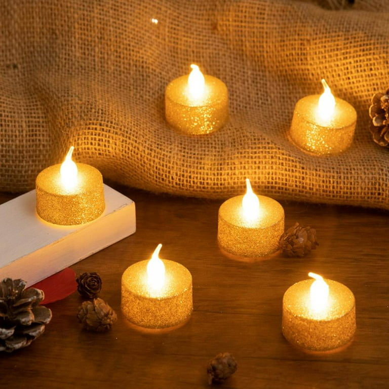 3 Pack Gold Mini Led Tealight Candle Lantern Lamps, Battery