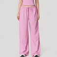 thumbnail image 4 of Women's Wide Leg Lounge Pants with Drawstring Waist and Relaxed Fit for All-Day Comfort - Medium, Pink, 4 of 7