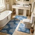 thumbnail image 4 of Bathroom Rug Set,Three Piece Flocked Water Absorbent Floor Mat With Anti Slip Base and Machine Washable Feature for Shower Toilet Floor Layout,Fit for Youngster Household Restroom Decoration(Blue), 4 of 7