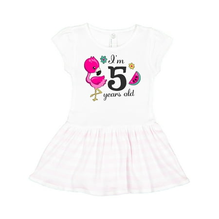 

Inktastic I m 5 years old with Flamingo and Flowers Gift Toddler Girl Dress