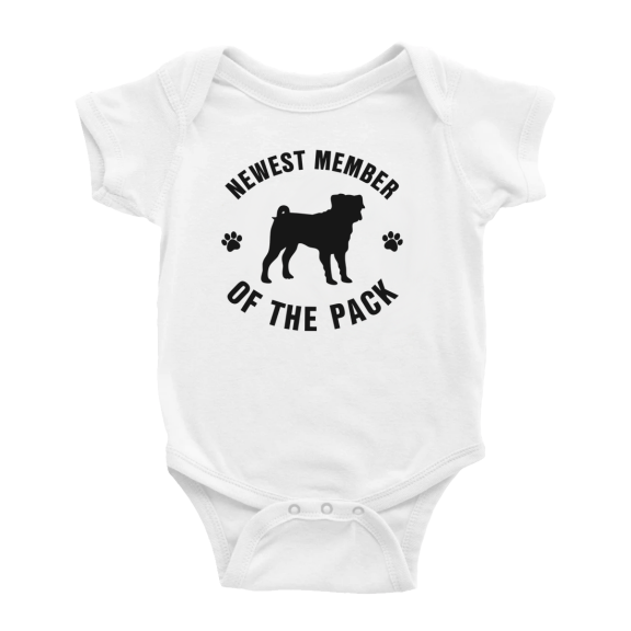 Newest Member of The Pack Pug Dog Funny Baby Jumpsuits Boy Girl