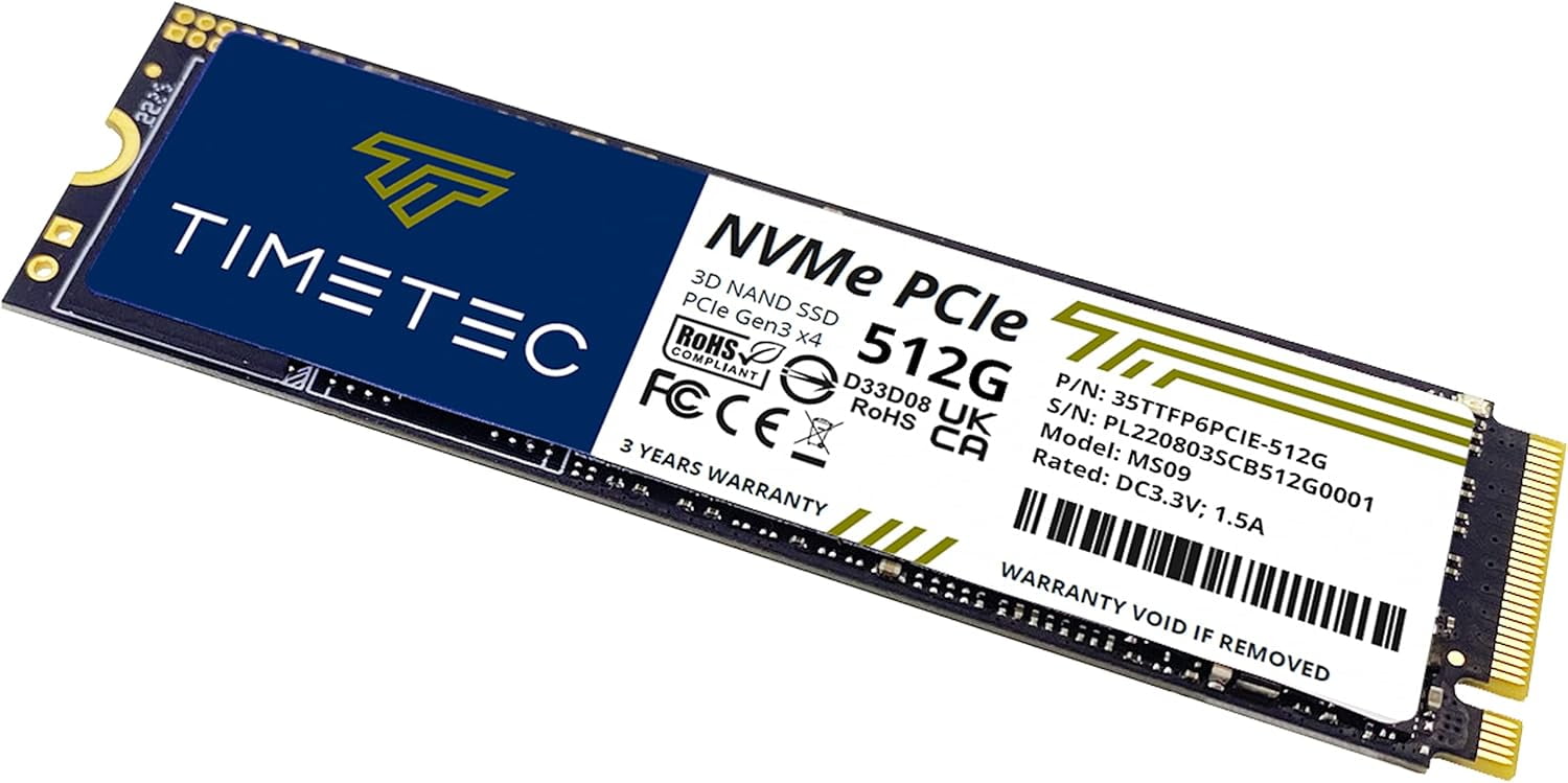 Timetec 512GB SSD NVMe PCIe Gen3x4 8Gb/s M.2 2280 3D NAND High Performance SLC Cache Read/Write Speed Up to 2,000/1,600 MB/s Internal Solid State Drive for PC Laptop and Desktop