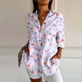 thumbnail image 2 of DHFJKG Women's Shirts Fashion Printed Casual Lapel Long Sleeve Button Down Baggy Streetwear 2026 Spring Summer Soft Tops, 2 of 3