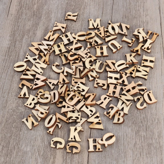TEHAUX 50PCS Khaki Unfinished Wooden Letters for DIY Crafts and Decoration Projects, Easy to Hang