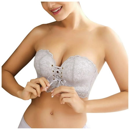 LARUYEKO Women Solid Lace Strapless Stealth Bra Wire Bra Bandage Brassiere Underwear Running Underwear Women Brief Guys Clothes Cocky Underwear Puppy Dog Underwear per Proof Underwear Mens Comfy
