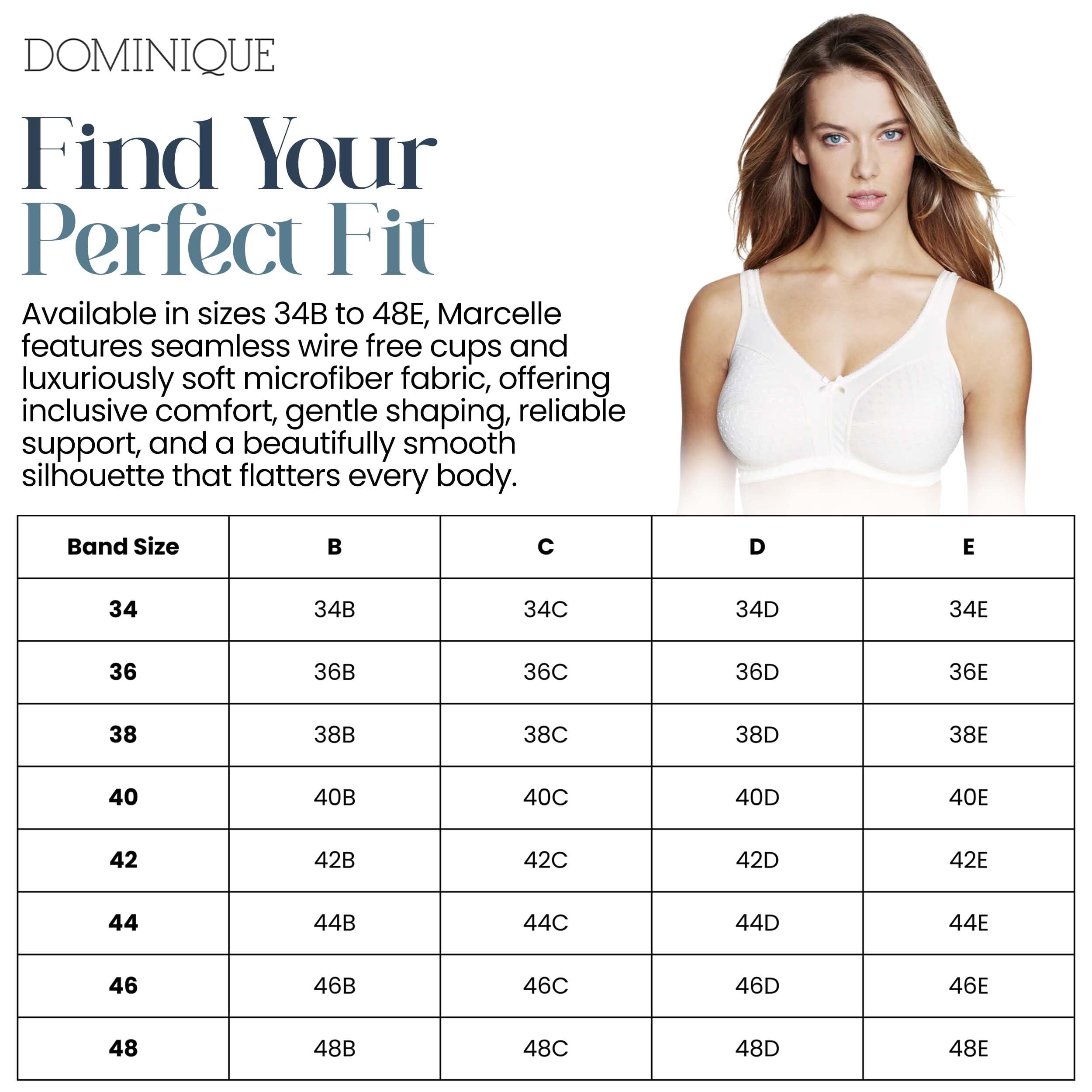 Dominique Women’s Marcelle Wire Free Comfort Bra #5360 – Cotton Lined Soft Cup, Wide Straps, Everyday Support - Lingerie for Women