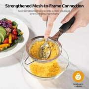 U-Taste Small Fine Mesh Strainer: 18/8 Stainless Steel 3.35in 30 Mesh Kitchen Food Sieve with Sturdy Riveted Silicone Handle, Heavy Duty Deep Handheld Metal Colander for Tea, Juice (Black)