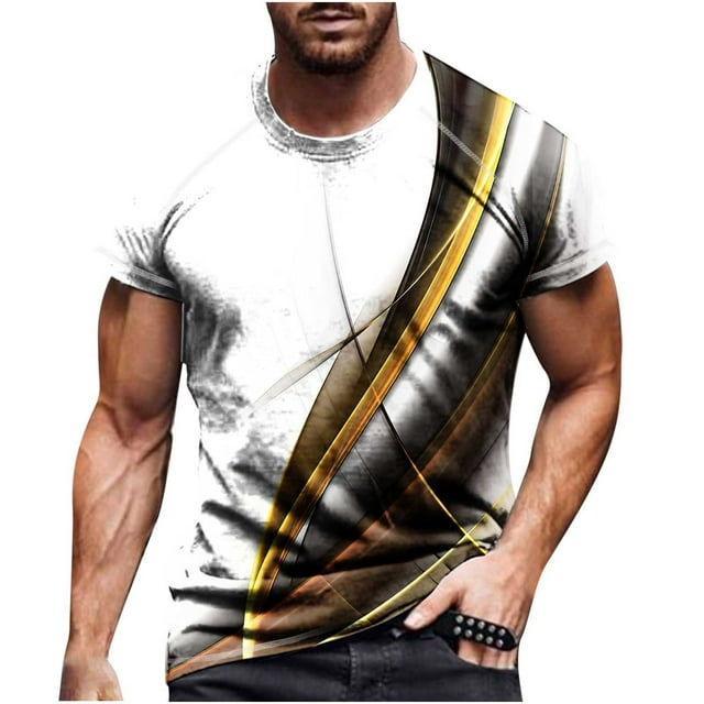 Into the Am Chemises Hommes T-Shirt Décontracté Col Rond Impression Numérique 3D Manches Courtes Entraînement Physique Sport Blouse